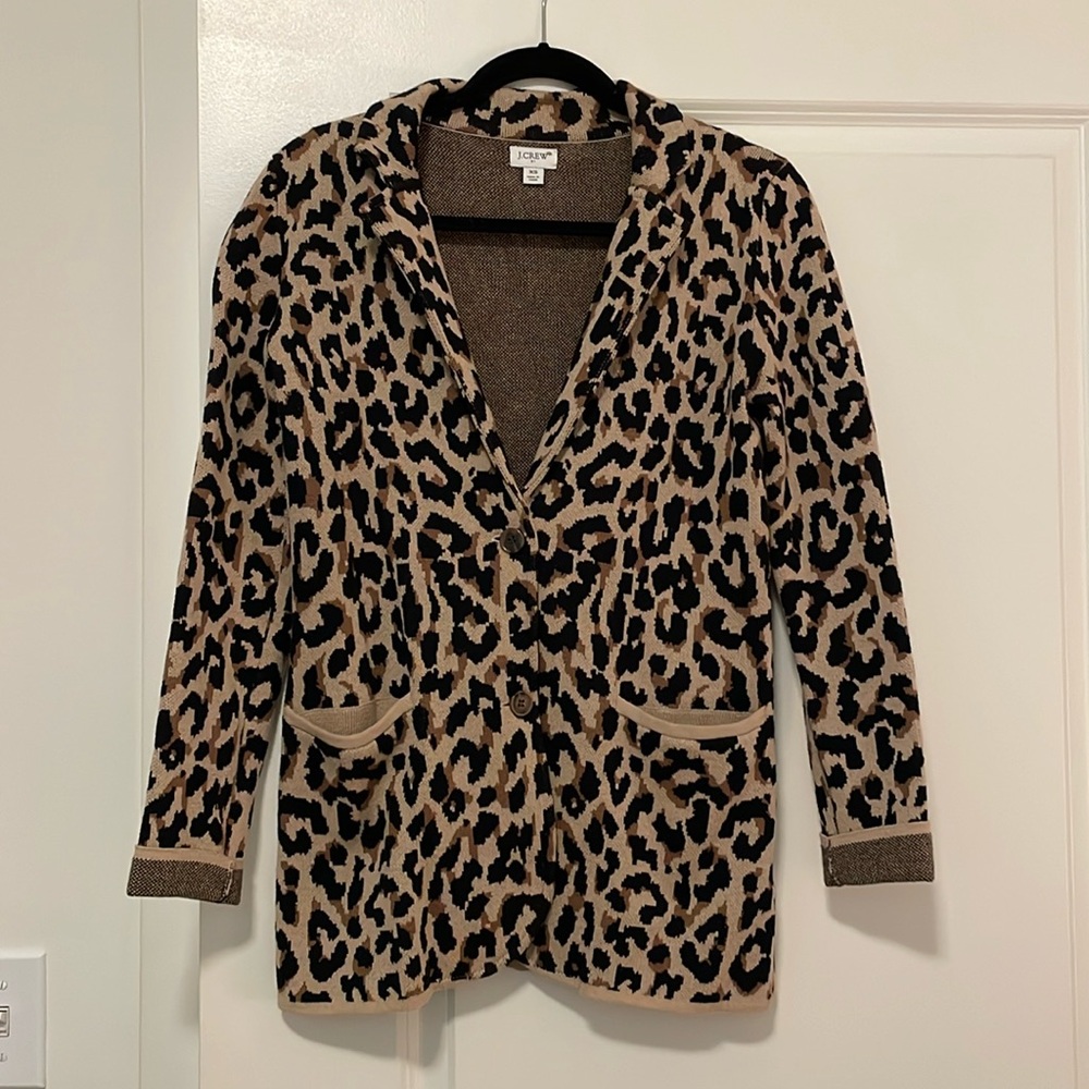 JCREW cotton blazer leopard print size XS